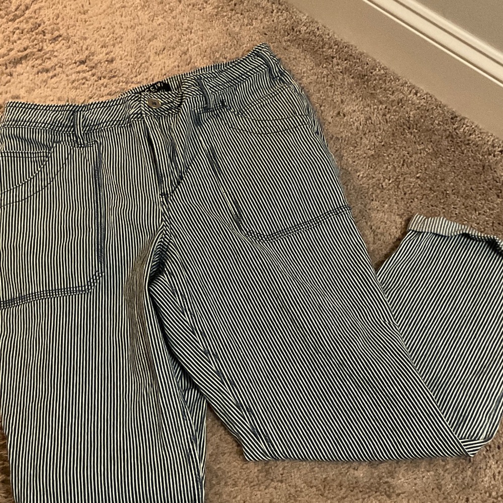 Baccini Blue and White Striped Ankle Jeans